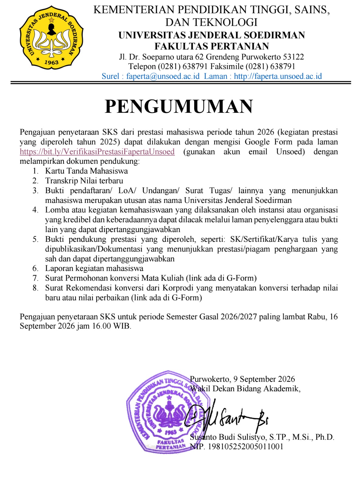 2026-09-09 Pengumuman Penyetaraan Prestasi Gasal 2026-2027